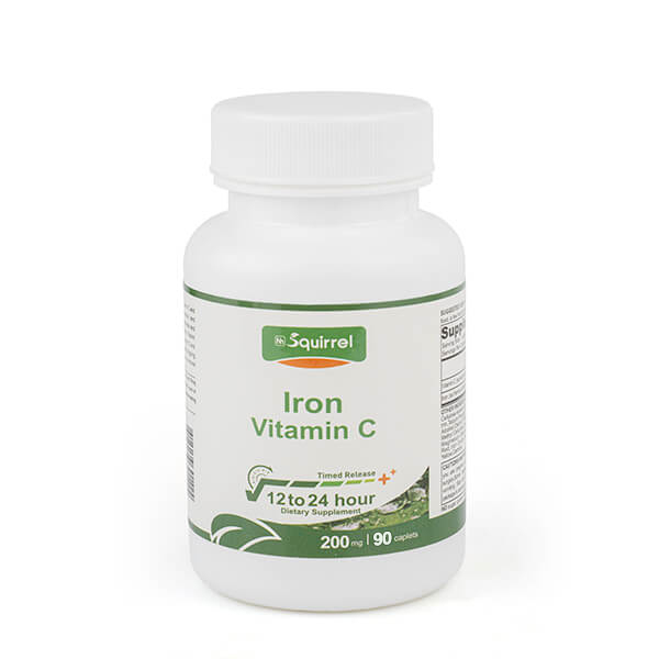 Vitamine C 200 mg avec fer 50 mg 90 comprimés à libération prolongée pour soutenir le sang riche en oxygène
